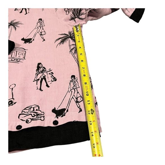 Vintage FC Fleece Chemise 100% Linen Blouse Top Women Size M/fun Print Made USA - Picture 6 of 16